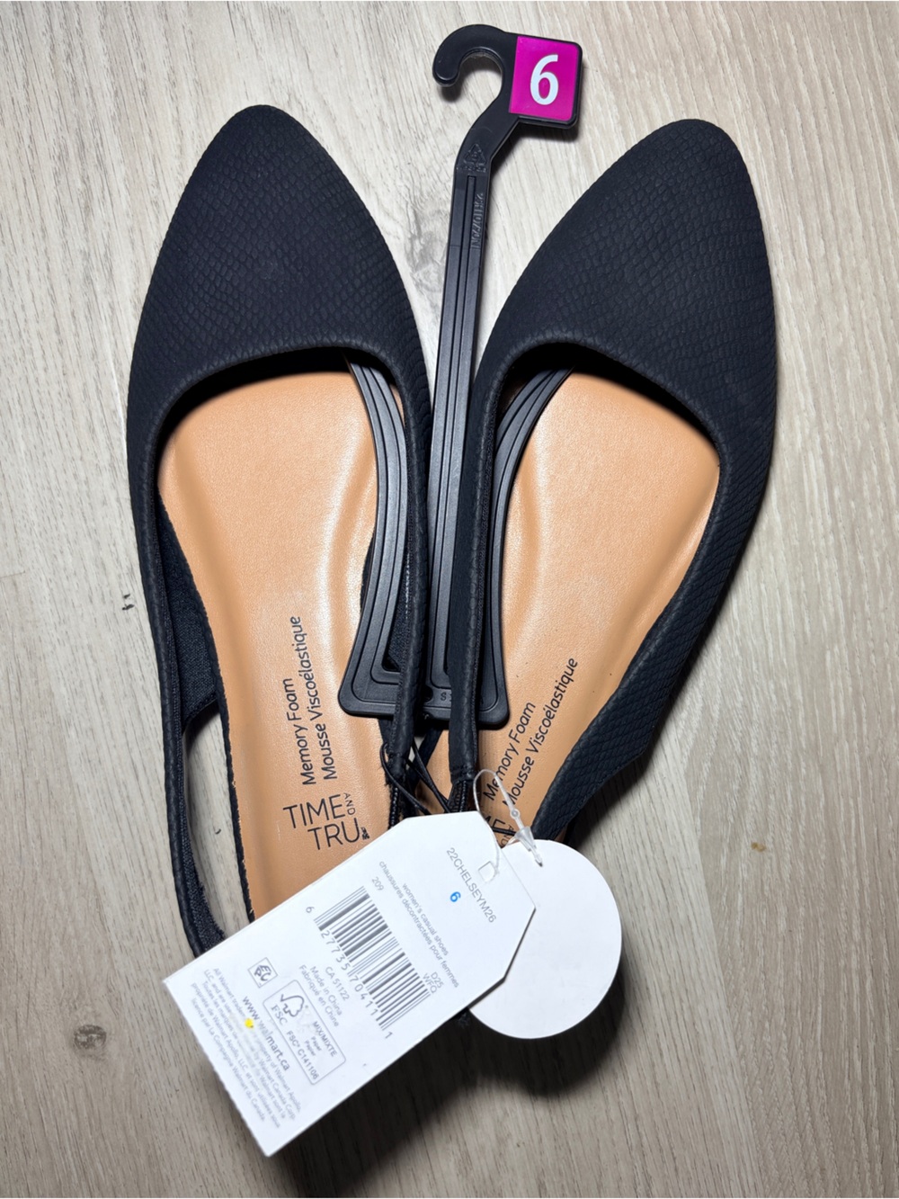 Time and Tru Black Slingback Flats Pointed Toe – Women’s Size 6 Women